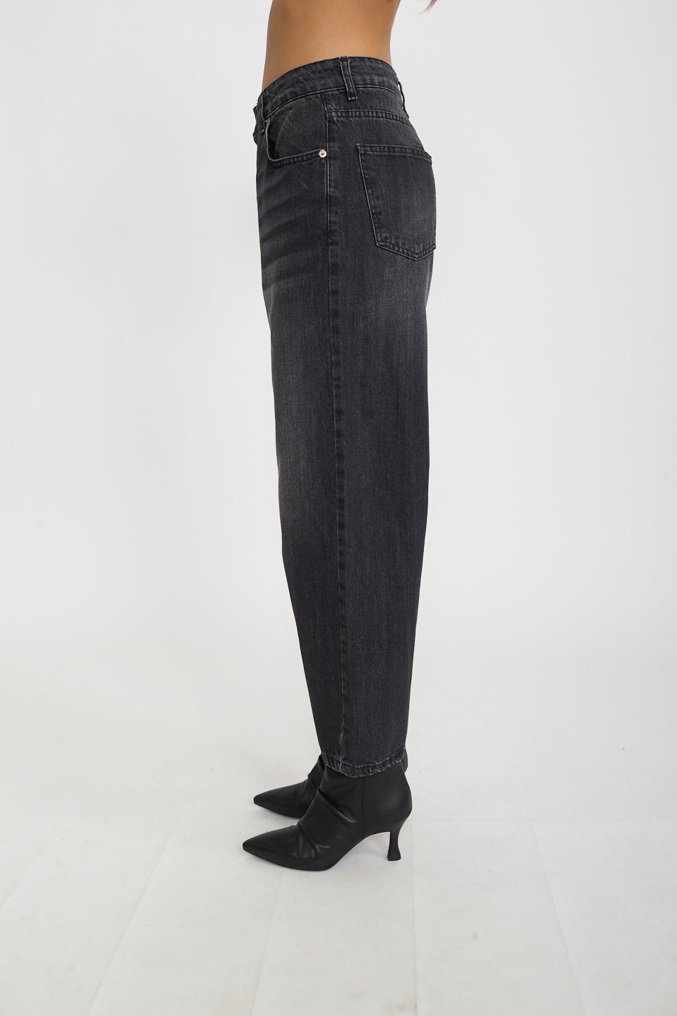 Jeans balloon con cuciture denim nero - Autunno - Inverno 2025 | Brend