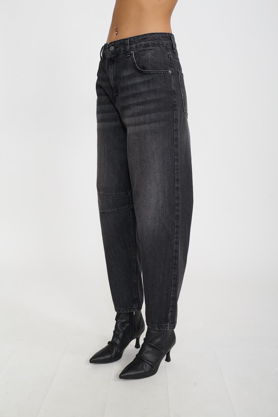 Jeans balloon con cuciture denim nero - Autunno - Inverno 2025 | Brend