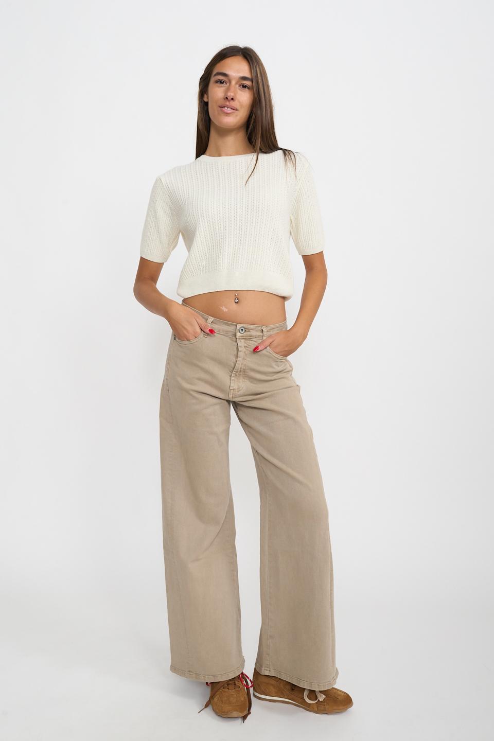 Jeans doppio wide-leg beige - Autunno - Inverno 2025 | Brend