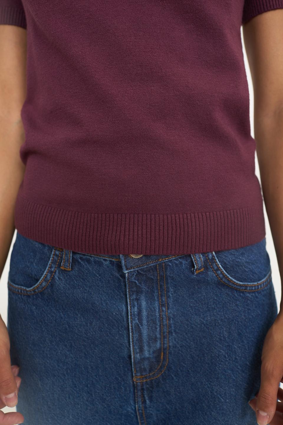 Maglia scollo V mezza manica burgundy - Autunno - Inverno 2025 | Brend