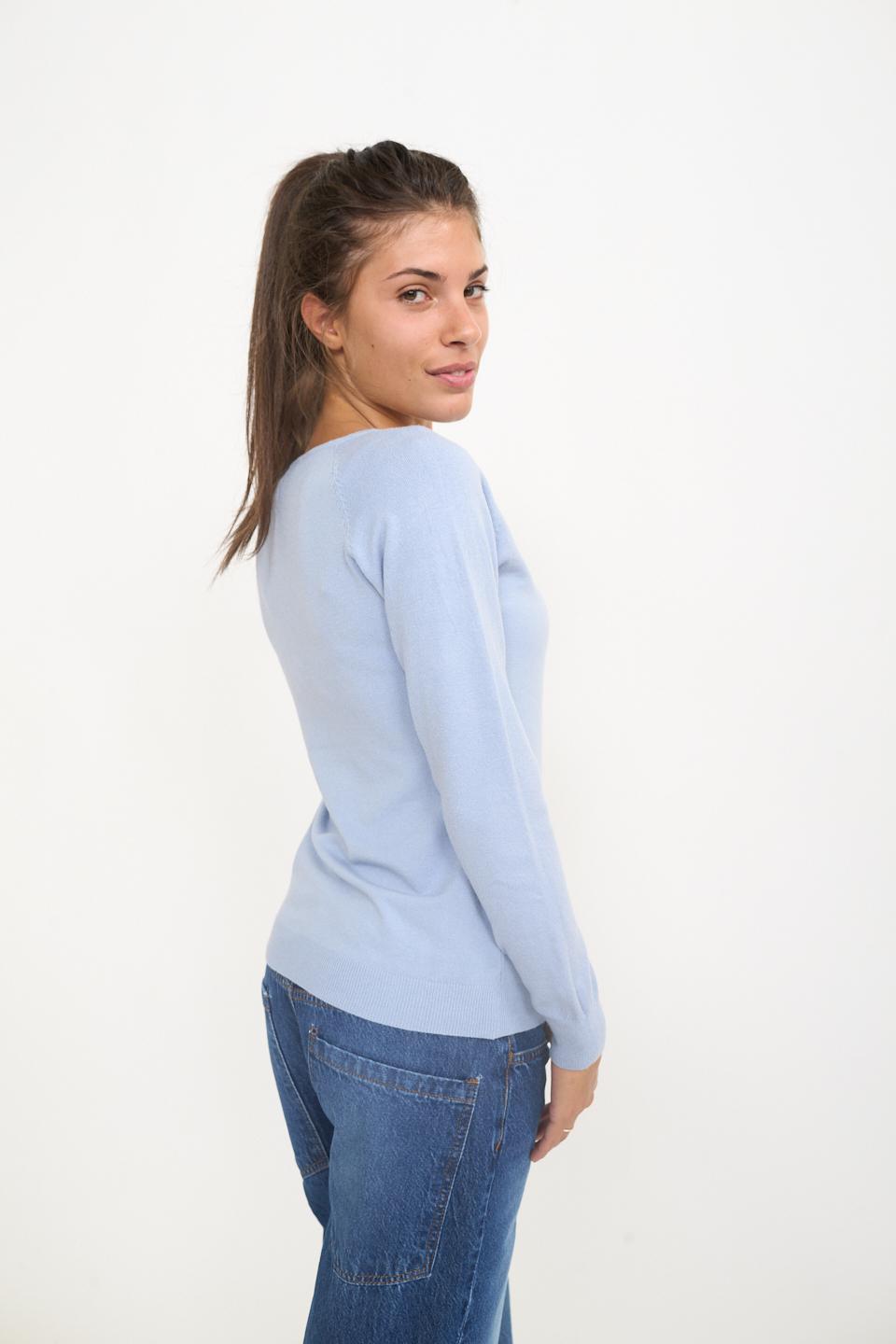 Maglia scollo barca celeste - Autunno - Inverno 2025 | Brend