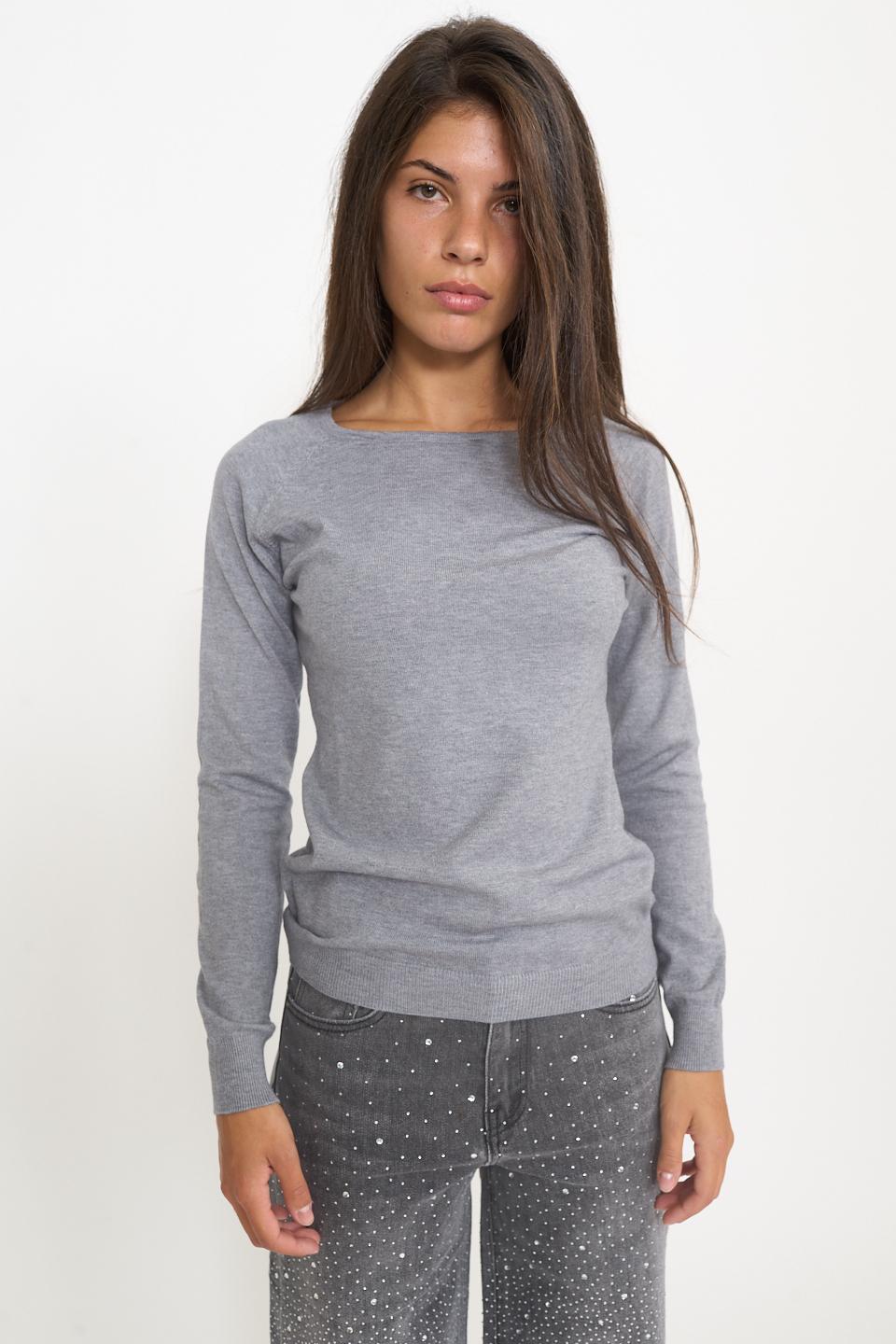Maglia scollo barca grigio melange - Autunno - Inverno 2025 | Brend