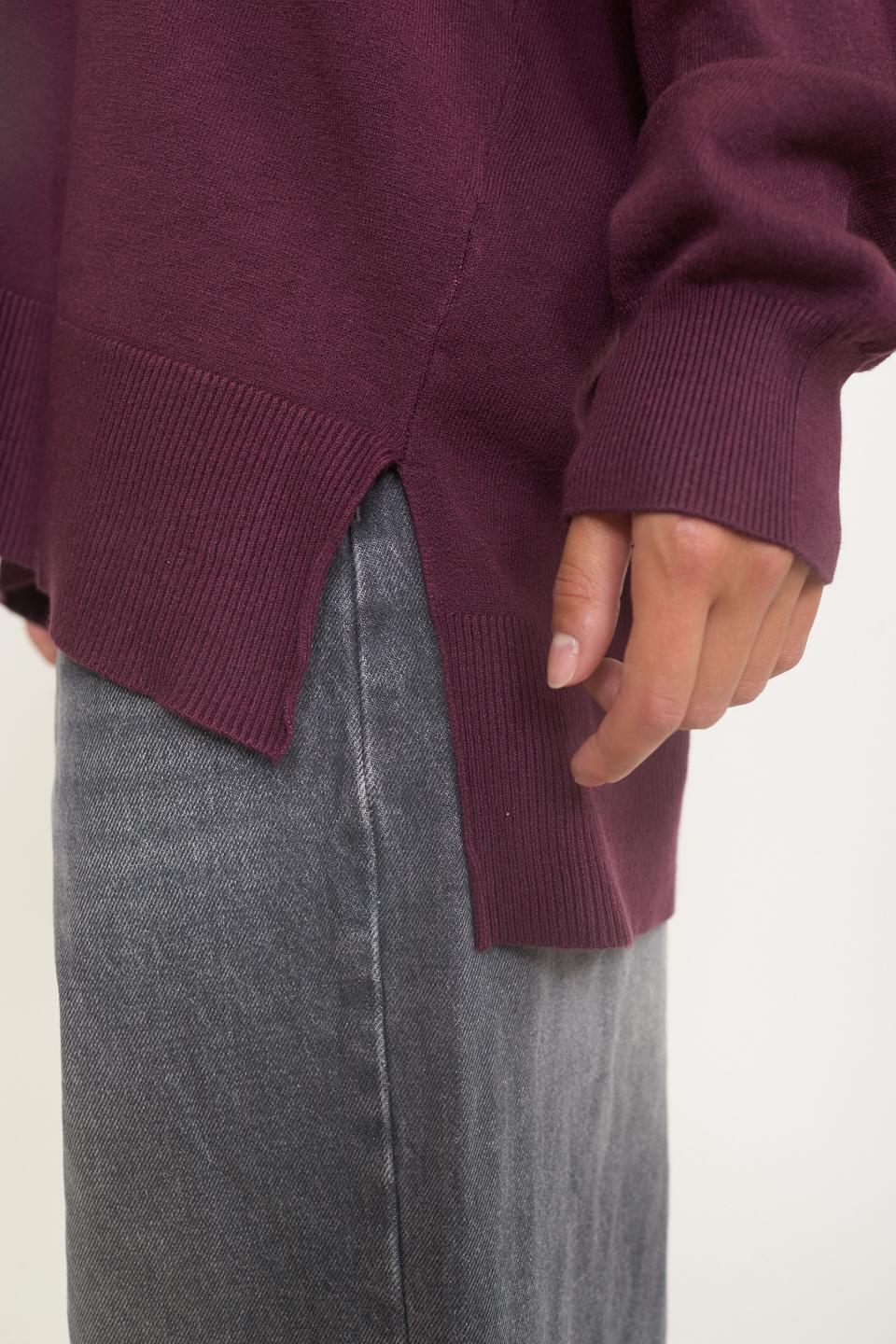 Maglia over scollo V spacchi burgundy - Autunno - Inverno 2025 | Brend