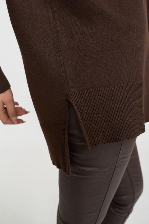 Maglia over scollo V spacchi cioccolato - Autunno - Inverno 2025 | Brend