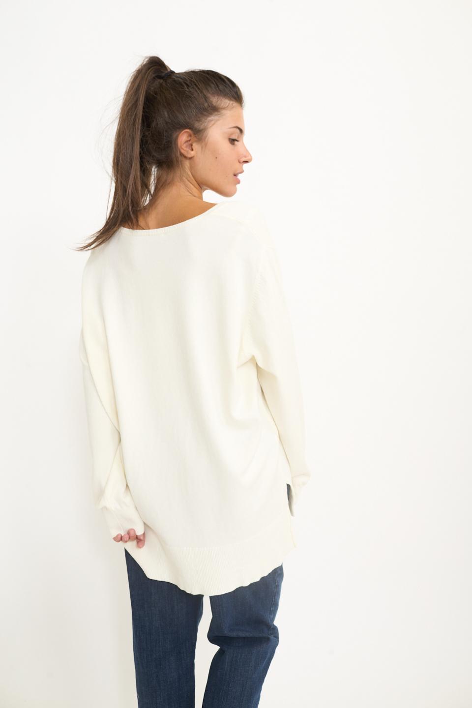 Maglia over scollo V spacchi panna - Autunno - Inverno 2025 | Brend