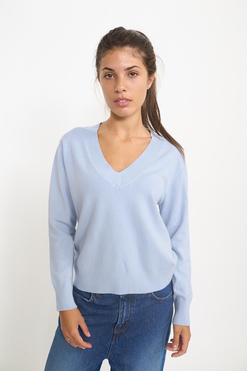 Maglia scollo V celeste - Autunno - Inverno 2025 | Brend