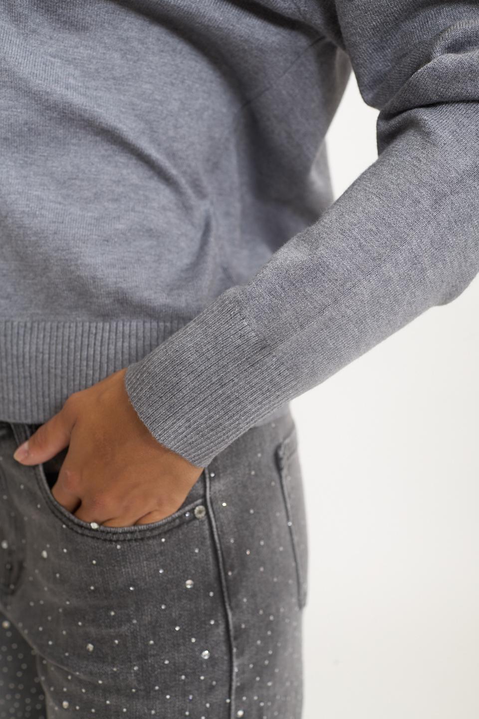 Maglia scollo V grigio melange - Autunno - Inverno 2025 | Brend