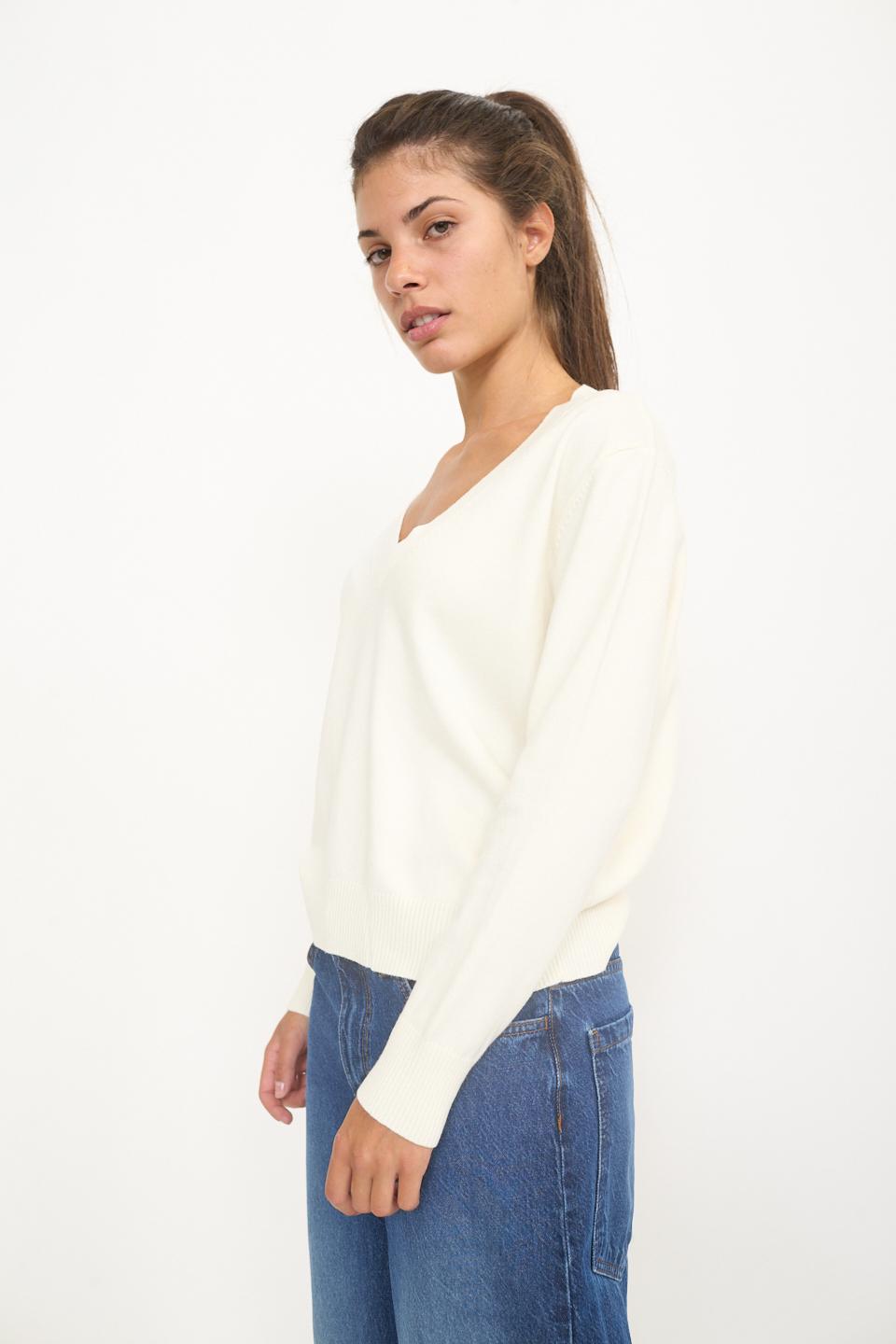 Maglia scollo V panna - Autunno - Inverno 2025 | Brend