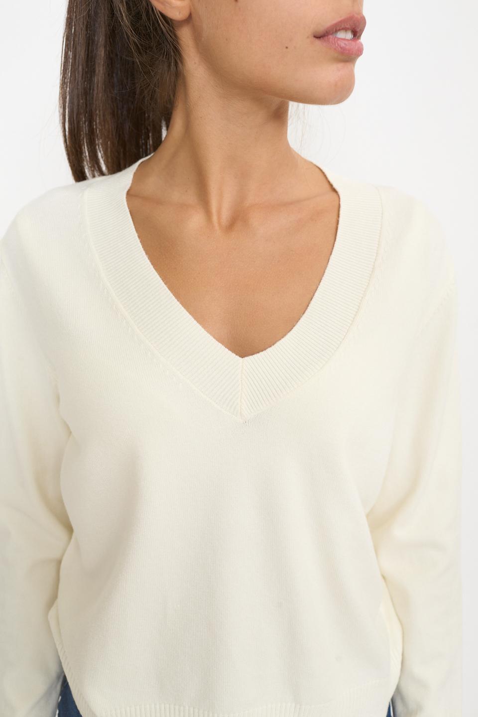 Maglia scollo V panna - Autunno - Inverno 2025 | Brend