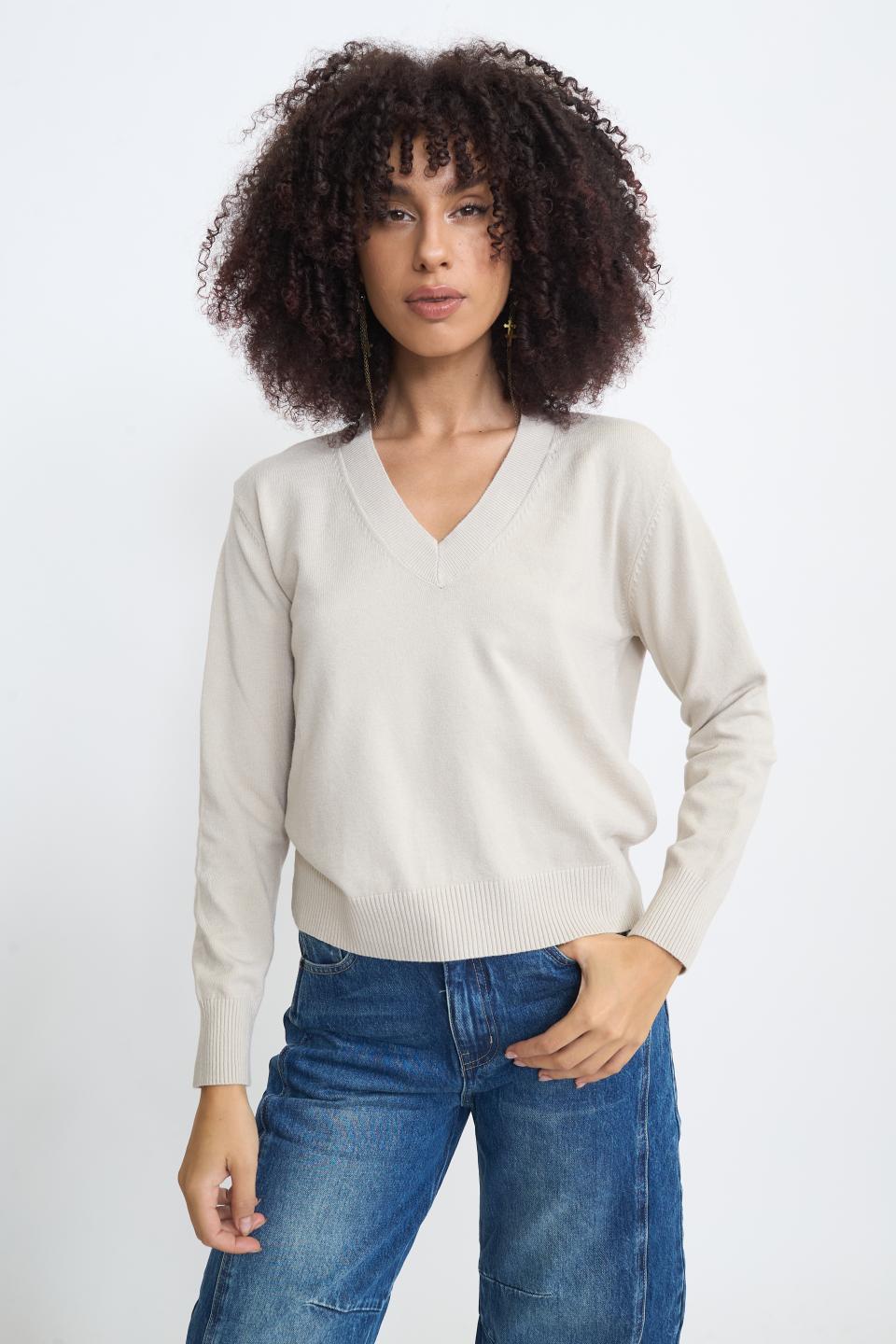 Maglia scollo V tortora - Autunno - Inverno 2025 | Brend