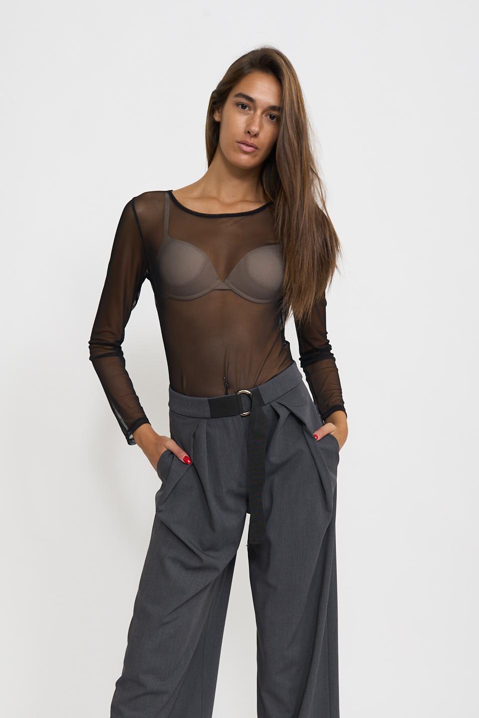 Maglia girocollo tulle | Brend