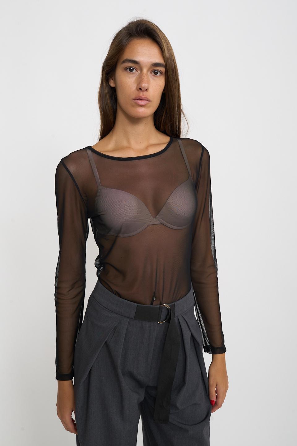 Maglia girocollo tulle nero - Autunno - Inverno 2025 | Brend