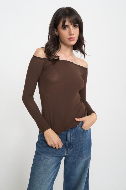 Maglia scollo barca pizzo moro/nero - Autunno - Inverno 2025 | Brend