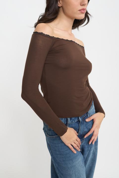 Maglia scollo barca pizzo moro/nero - Autunno - Inverno 2025 | Brend