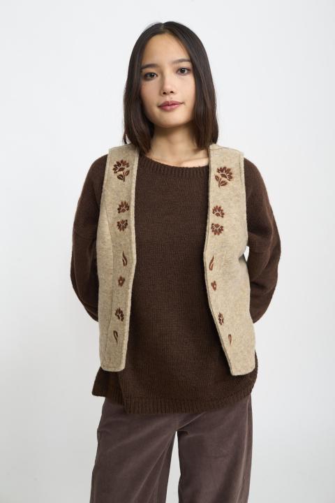 Gilet ricami lana beige - Autunno - Inverno 2025 | Brend