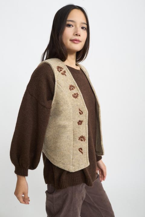 Gilet ricami lana beige - Autunno - Inverno 2025 | Brend