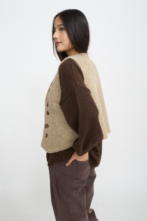 Gilet ricami lana beige - Autunno - Inverno 2025 | Brend