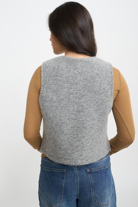 Gilet ricami lana grigio - Autunno - Inverno 2025 | Brend