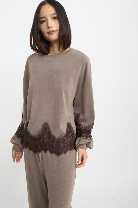 Maglia girocollo pizzo fango - Autunno - Inverno 2025 | Brend