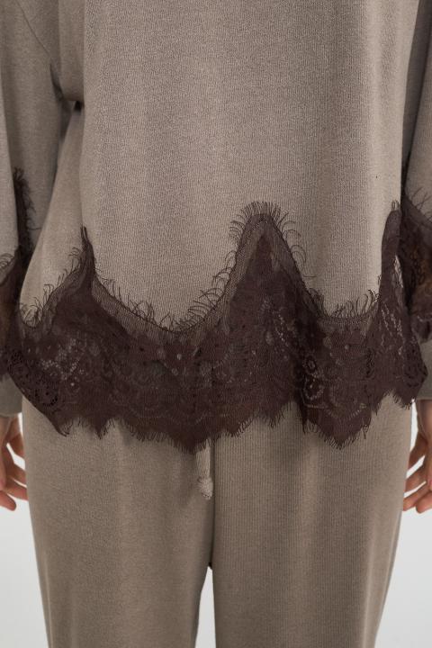 Maglia girocollo pizzo fango - Autunno - Inverno 2025 | Brend