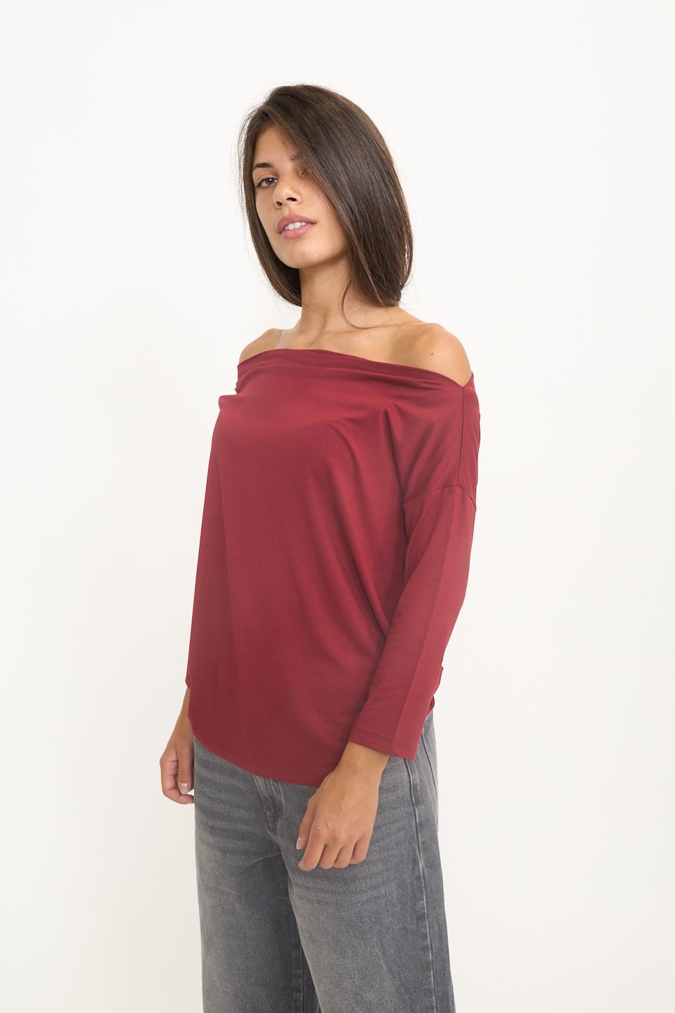 Maglia scollo gronda manica lunga burgundy - Autunno - Inverno 2025 | Brend