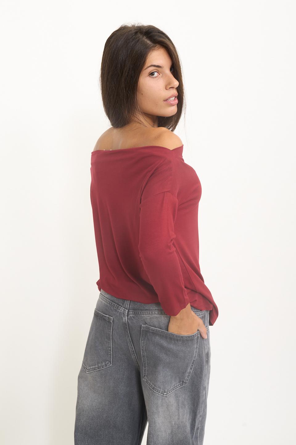 Maglia scollo gronda manica lunga burgundy - Autunno - Inverno 2025 | Brend
