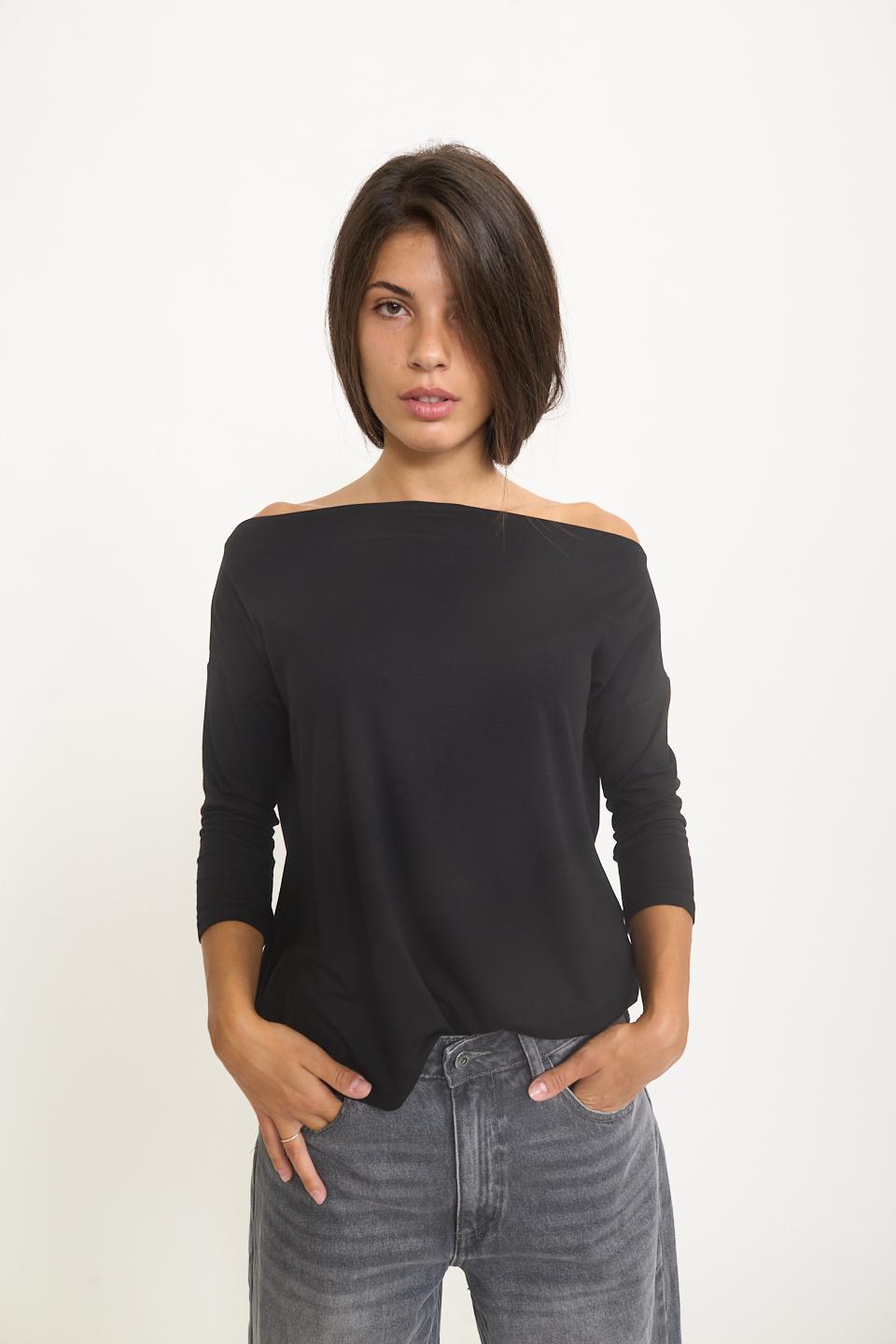 Maglia scollo gronda manica lunga nero - Autunno - Inverno 2025 | Brend
