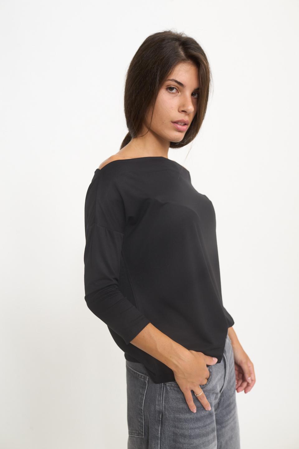 Maglia scollo gronda manica lunga nero - Autunno - Inverno 2025 | Brend