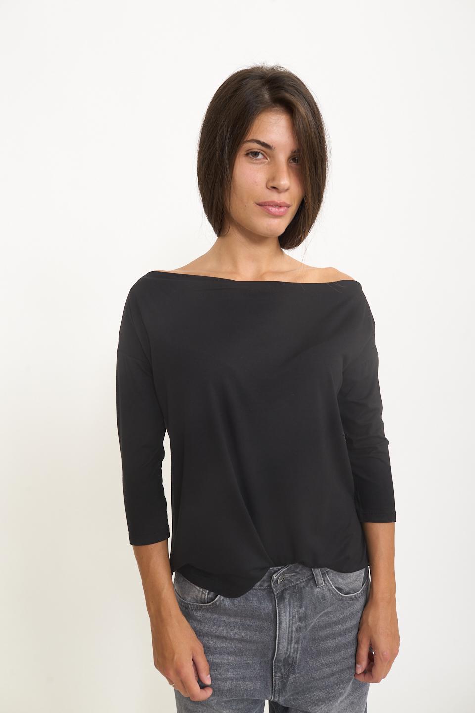 Maglia scollo gronda manica lunga nero - Autunno - Inverno 2025 | Brend