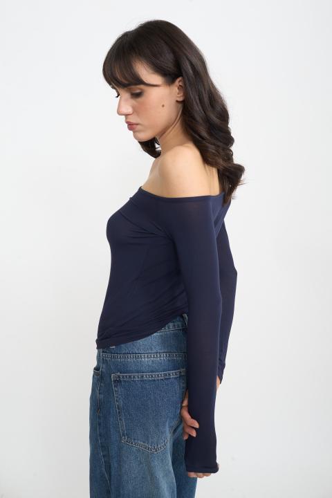 Maglia scollo barca modal blu - Autunno - Inverno 2025 | Brend