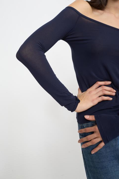 Maglia scollo barca modal blu - Autunno - Inverno 2025 | Brend