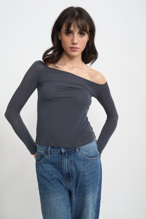 Maglia scollo barca modal grigio scuro - Autunno - Inverno 2025 | Brend