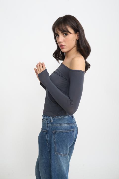 Maglia scollo barca modal grigio scuro - Autunno - Inverno 2025 | Brend