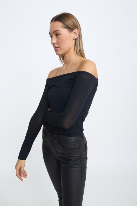 Maglia scollo barca modal nero - Autunno - Inverno 2025 | Brend