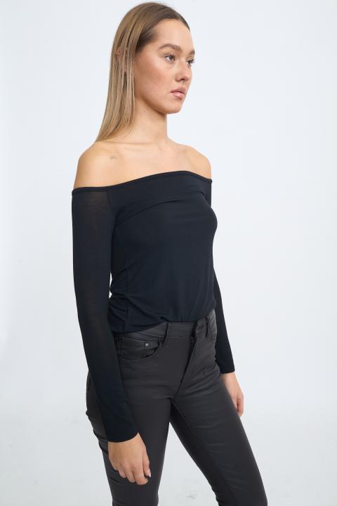 Maglia scollo barca modal nero - Autunno - Inverno 2025 | Brend