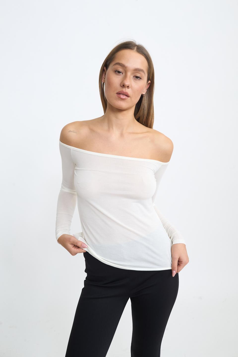 Maglia scollo barca modal panna - Autunno - Inverno 2025 | Brend