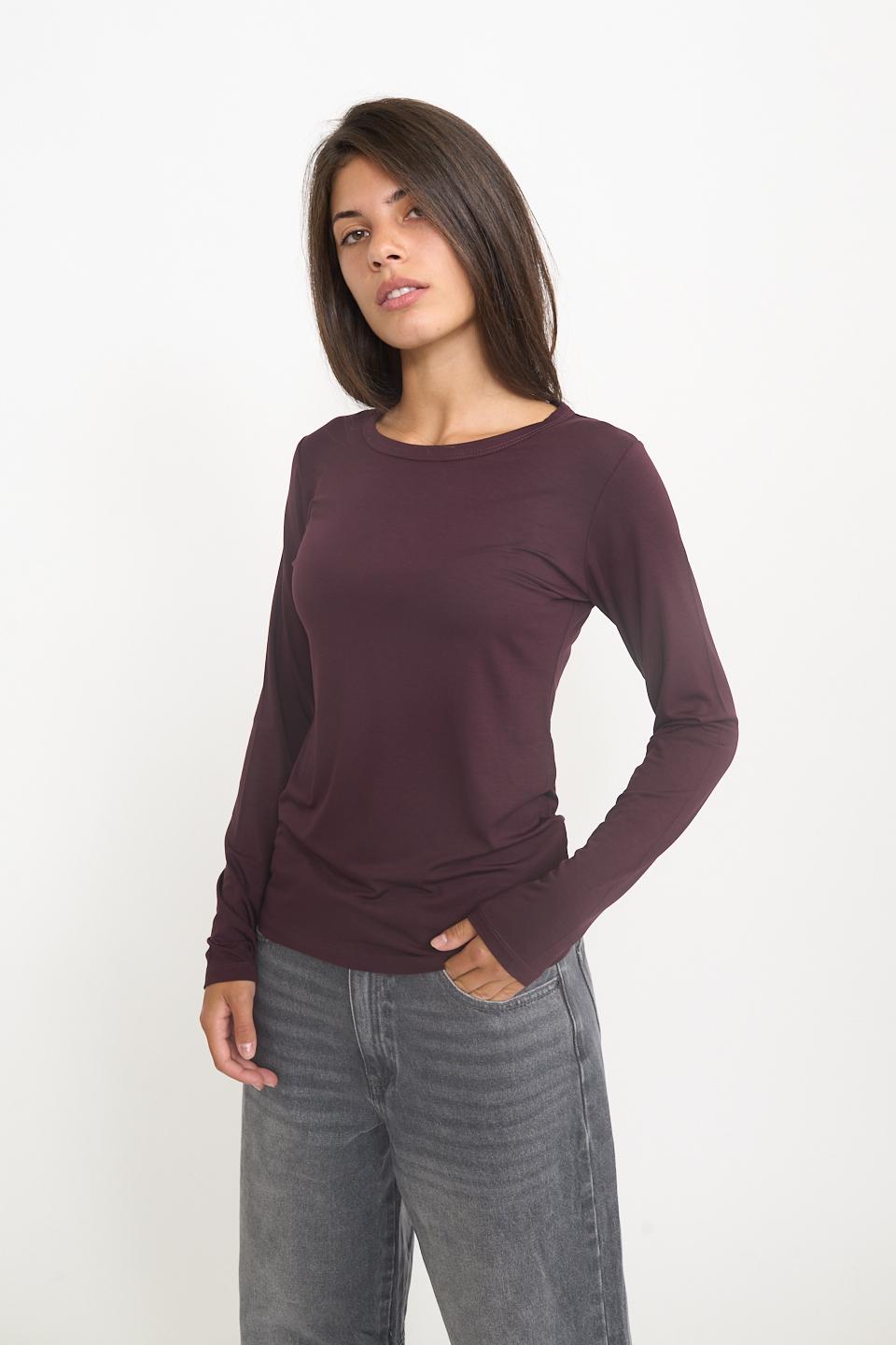 Maglia girocollo viscosa burgundy - Autunno - Inverno 2025 | Brend