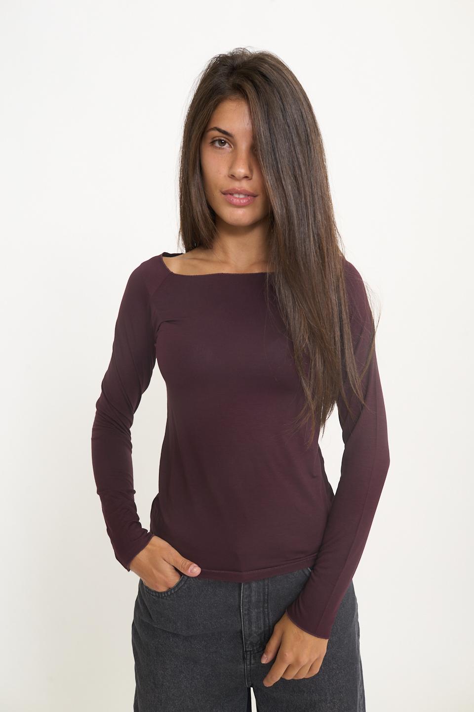 Maglia scollo barca frullino burgundy - Autunno - Inverno 2025 | Brend