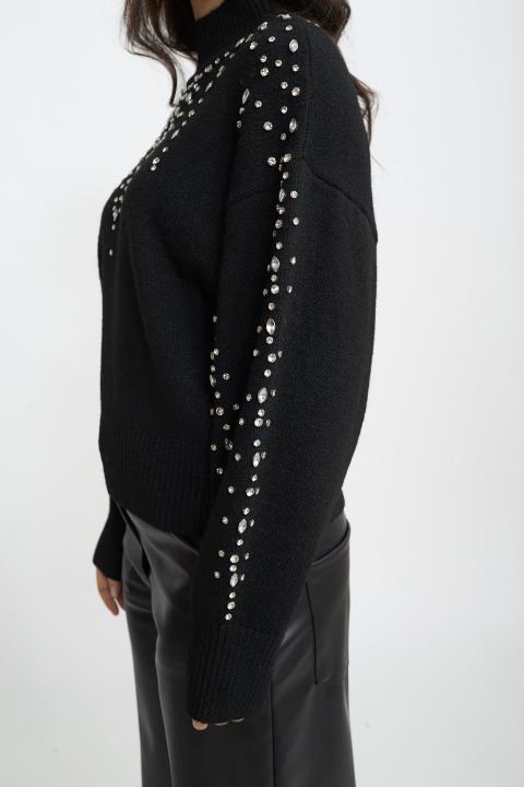 Maglia collo vulcano strass nero - Autunno - Inverno 2025 | Brend