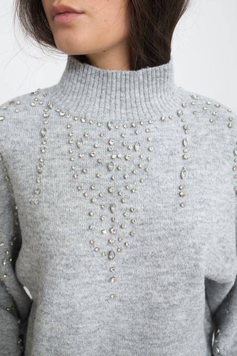 Maglia collo vulcano strass perla - Autunno - Inverno 2025 | Brend