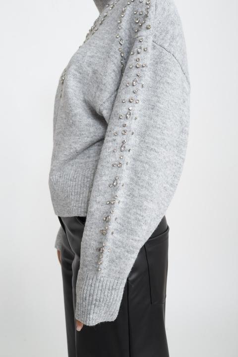 Maglia collo vulcano strass perla - Autunno - Inverno 2025 | Brend