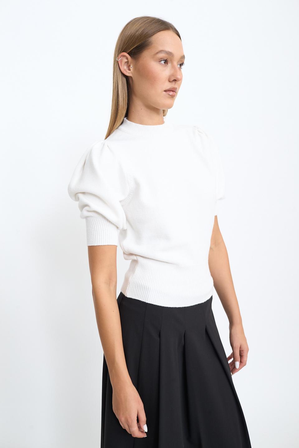 Maglia girocollo mezza manica panna - Autunno - Inverno 2025 | Brend