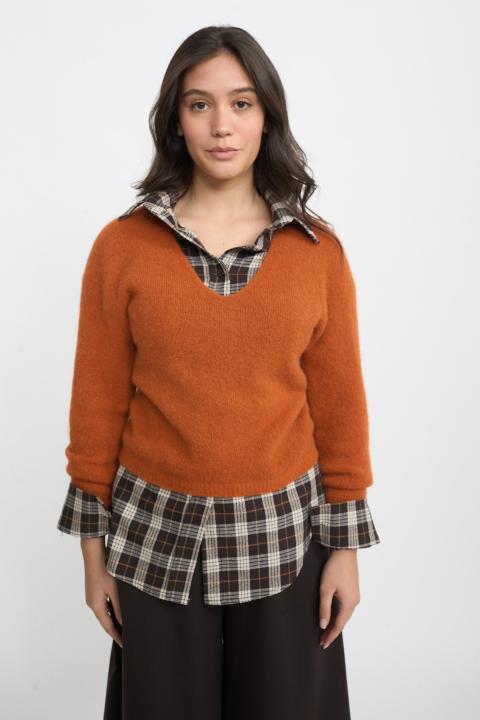 Maglia scollo V alpaca caramel - Autunno - Inverno 2025 | Brend