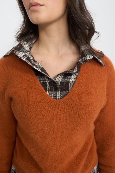 Maglia scollo V alpaca caramel - Autunno - Inverno 2025 | Brend