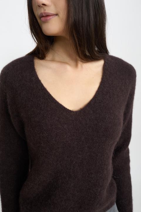 Maglia scollo V alpaca cioccolato fondente - Autunno - Inverno 2025 | Brend