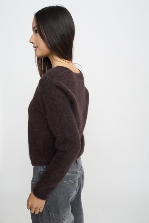 Maglia scollo V alpaca cioccolato fondente - Autunno - Inverno 2025 | Brend