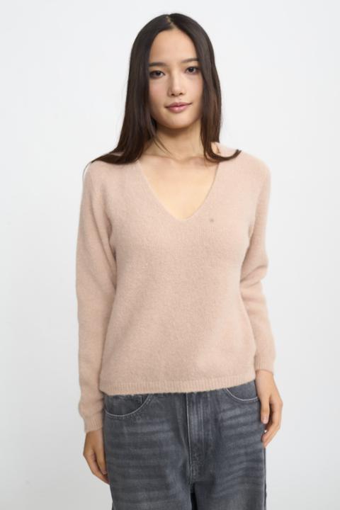 Maglia scollo V alpaca miele - Autunno - Inverno 2025 | Brend