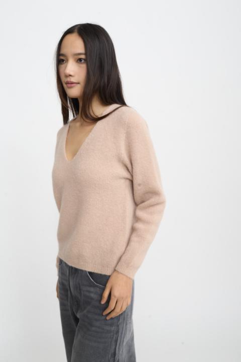 Maglia scollo V alpaca miele - Autunno - Inverno 2025 | Brend