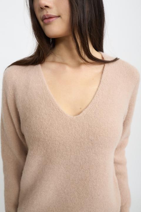 Maglia scollo V alpaca miele - Autunno - Inverno 2025 | Brend