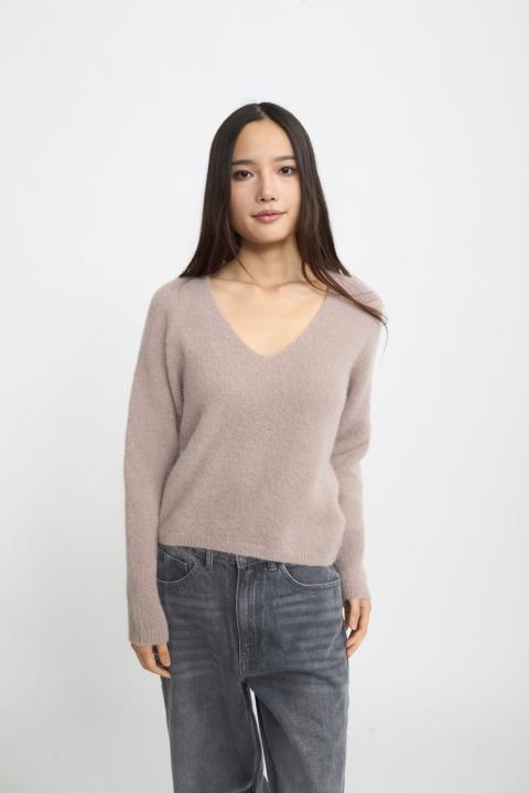 Maglia scollo V alpaca tortora - Autunno - Inverno 2025 | Brend